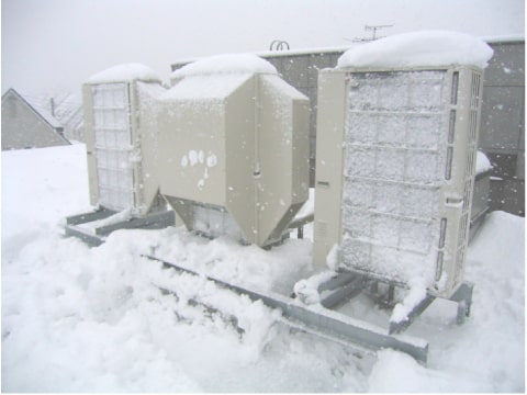 雪から熱交換器を守る防雪効果